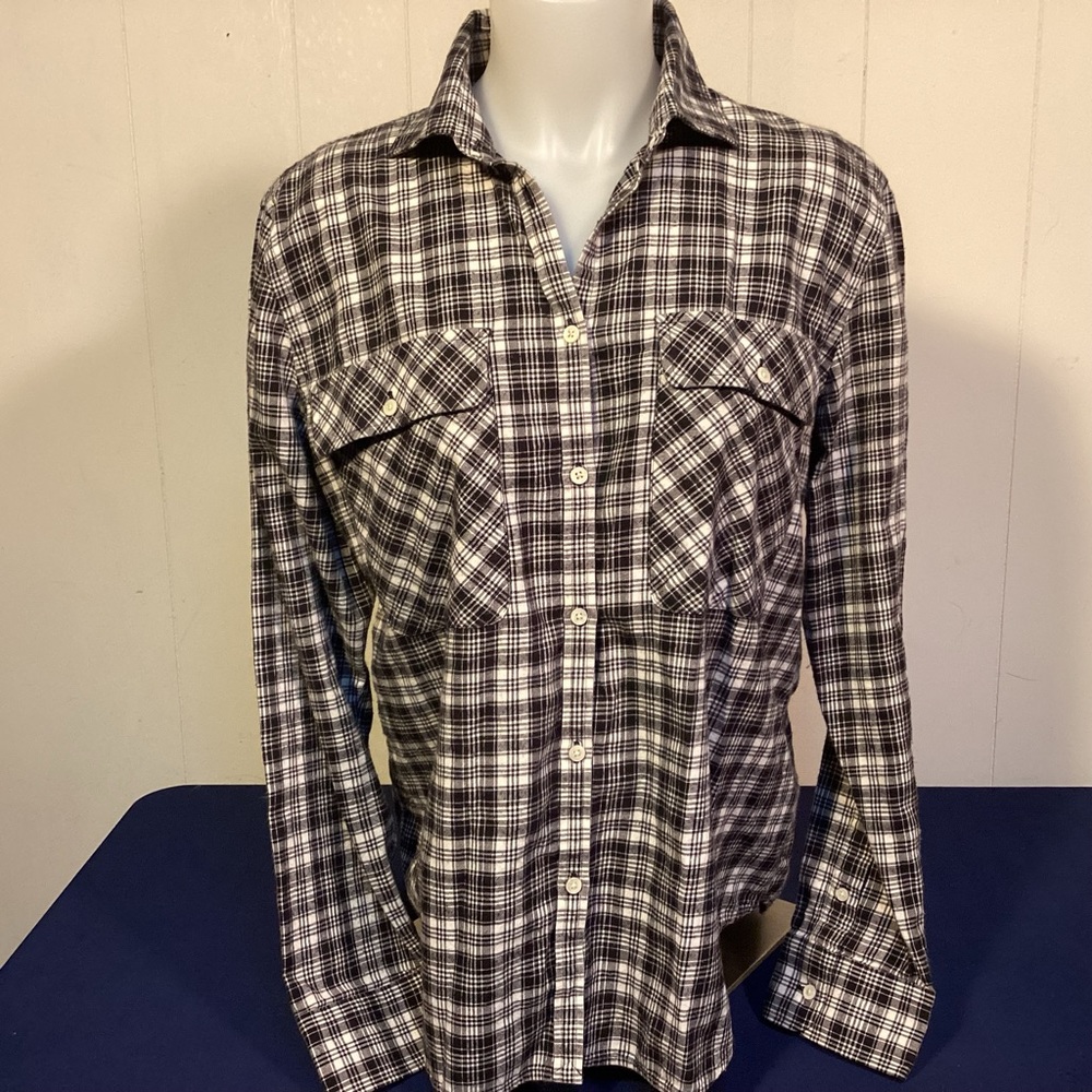 Lauren Ralph Lauren Womens Black and white checked button down shirt size XL